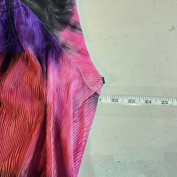 Essentials Women’s Y2K Color Block‎ Crinkle Blouse Purple Pink black flowy 1X - Picture 7 of 9